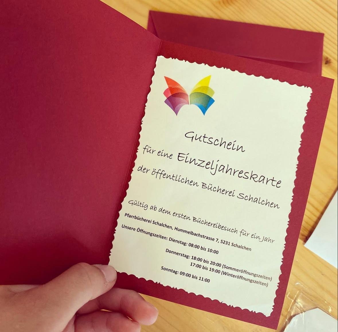 Bücherei Gutschrift Innenseite