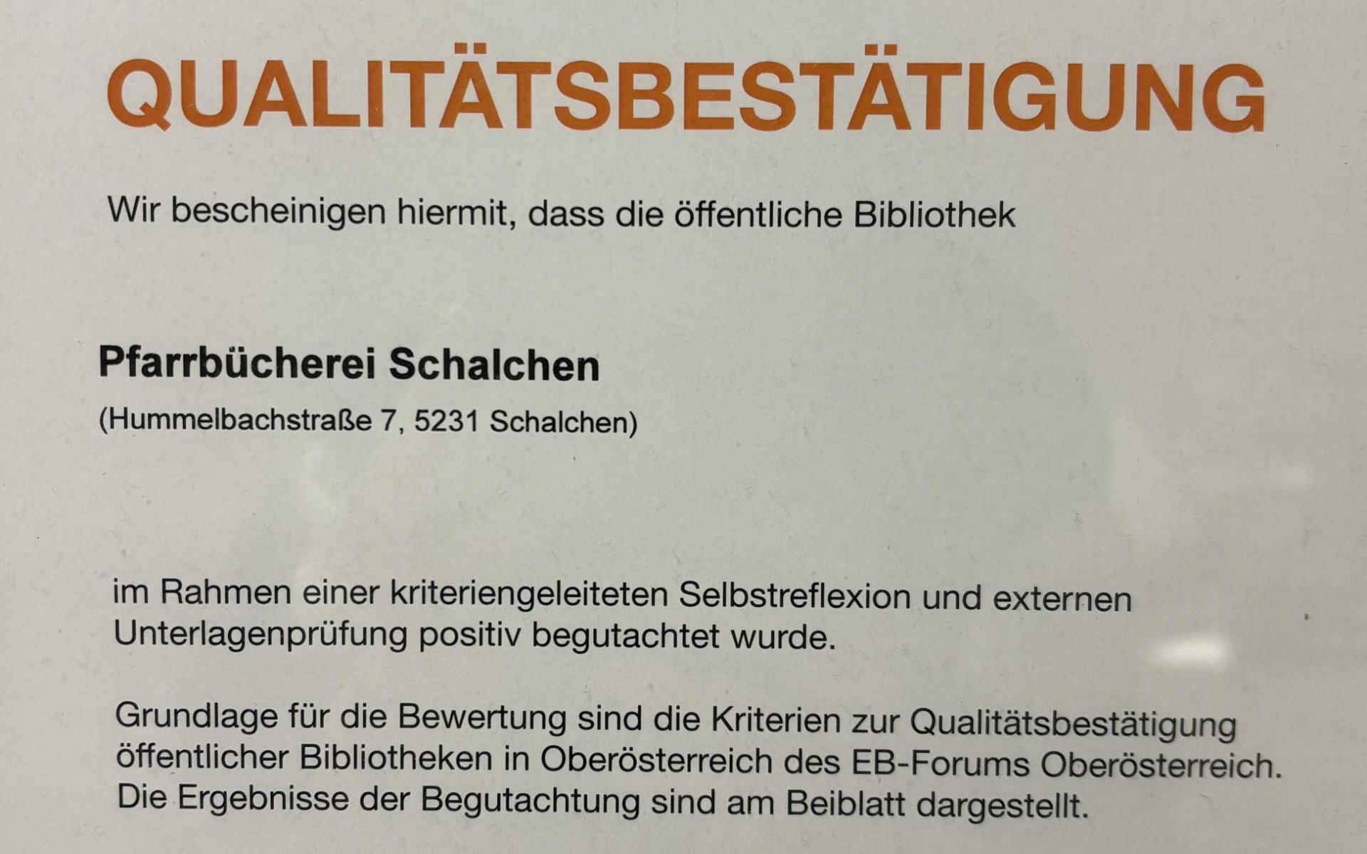 Erhalt der Qualitätsbestätigung