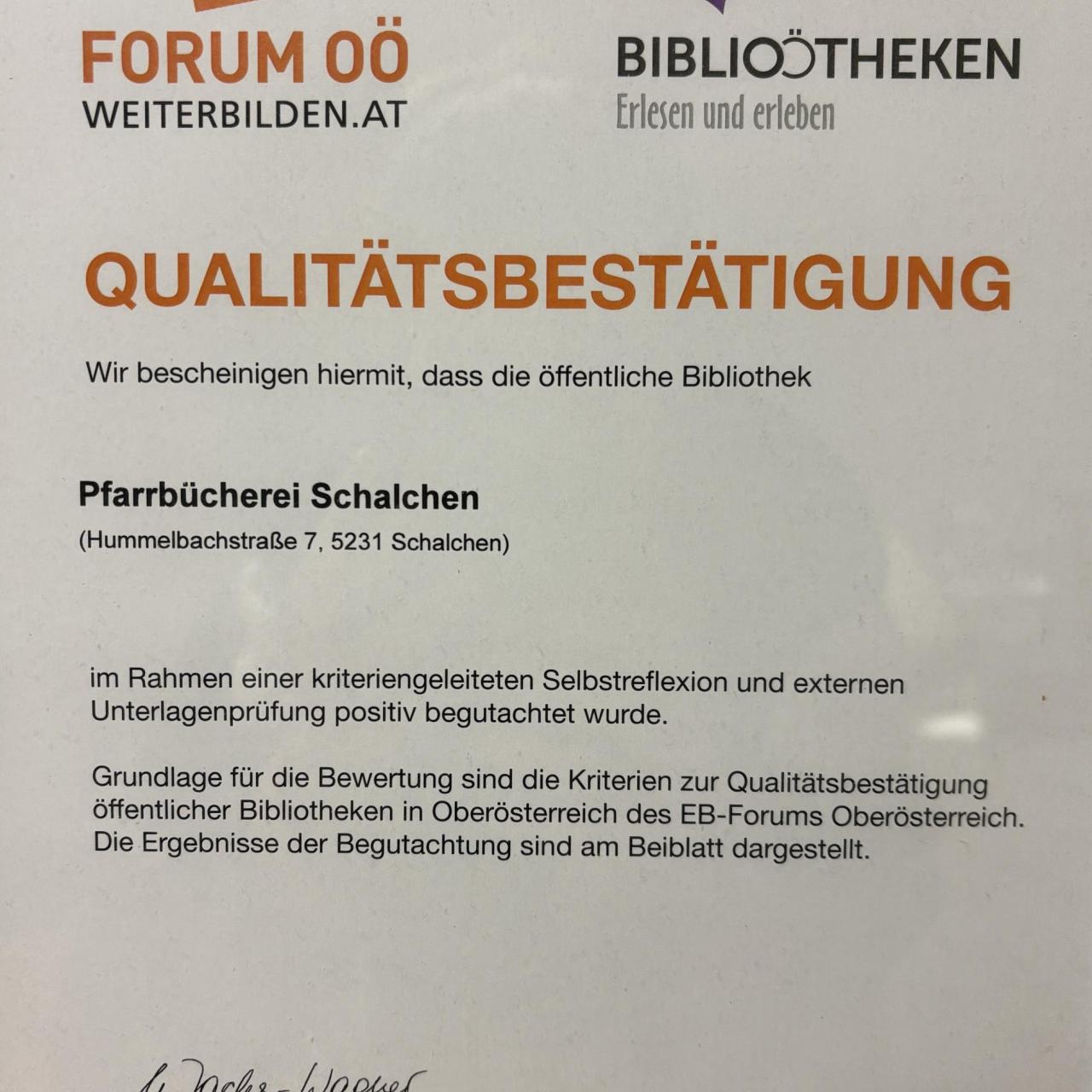 Erhalt der Qualitätsbestätigung